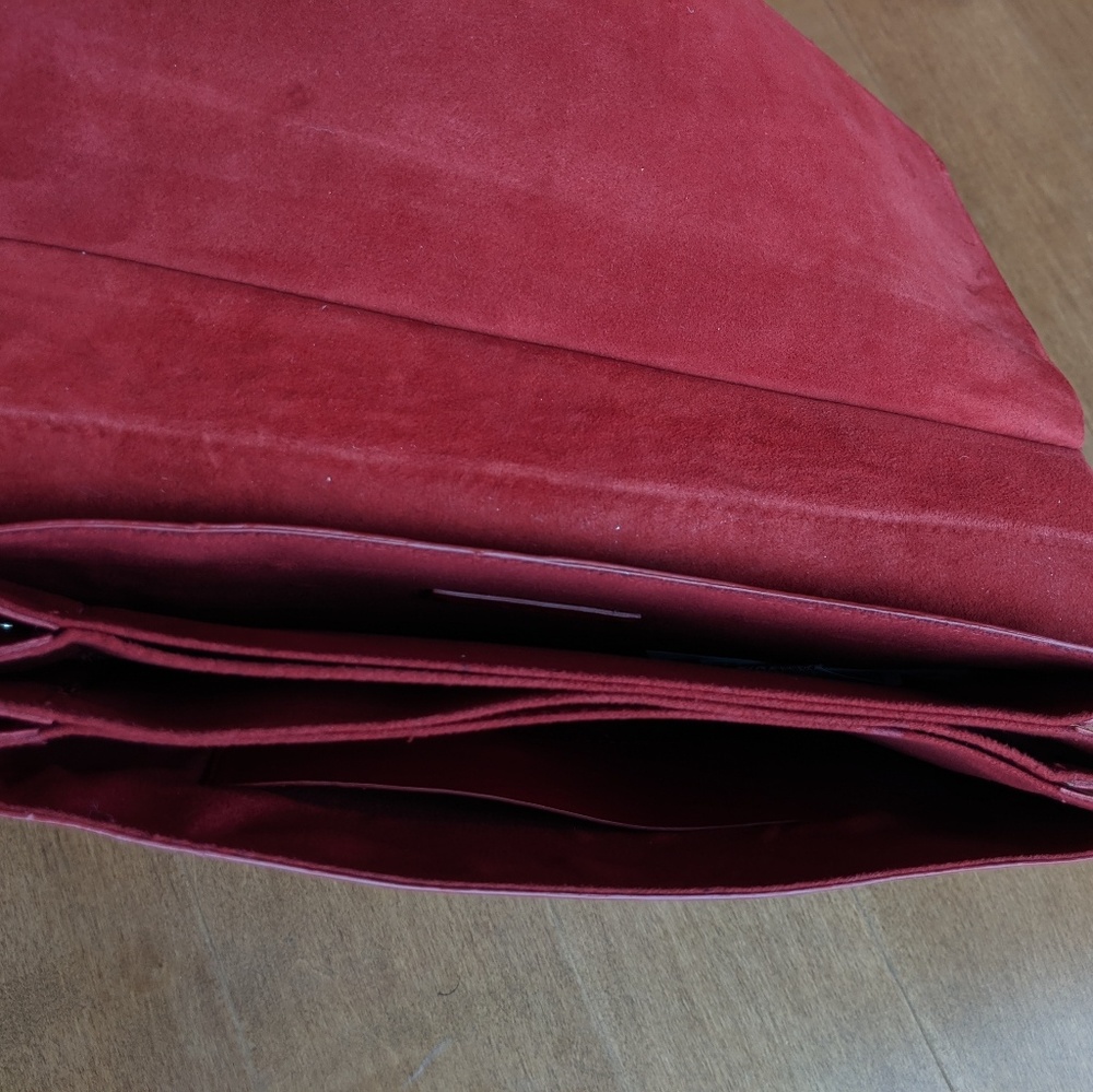 Red leather and suede handbag - Picture 3 of 4